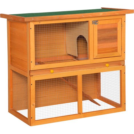 easycomfort gabbia per conigli conigliera da esterno in legno di abete, 90x45x80cm (1/5)