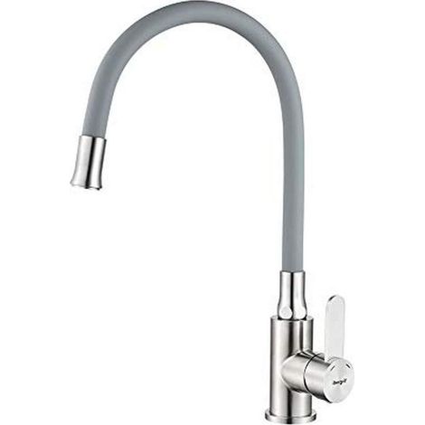 Mitigeur Évier avec Bec Flexible, Robinet de Cuisine, Inox (1/5)