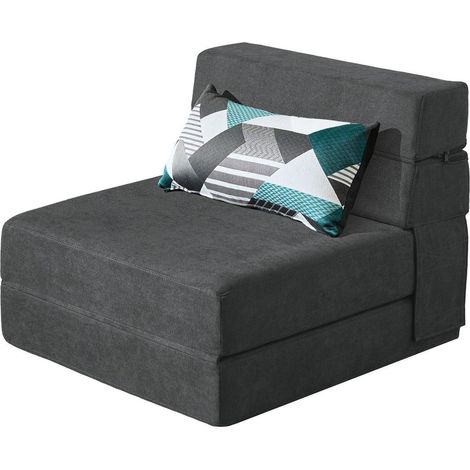 Canapé convertible 70x190cm, fauteuil lit pliable avec mémoire de forme, gris foncé (1/5)