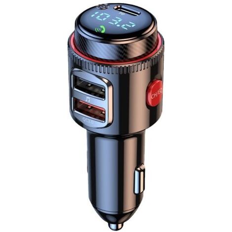 Émetteur FM Bluetooth 5.0 pour voiture - Chargeur allume-cigare 48 W max. PD et QC 3.0 - Son HiFi avec basses profondes, appels mains libres, compatible avec les clés USB (1/5)