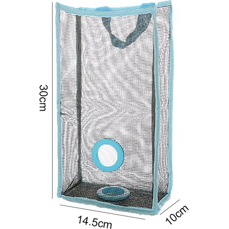 Sac de rangement suspendu réutilisable en filet pour légumes, fruits, ail et déchets (Bleu S) (1/5)