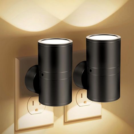 Veilleuse LED avec prise, applique murale moderne, détecteur crépusculaire, blanc doux 3000K-4500K, luminosité réglable 0-100LM, intensité variable, pour couloir, chambre et cage d'escalier [Classe én (1/5)