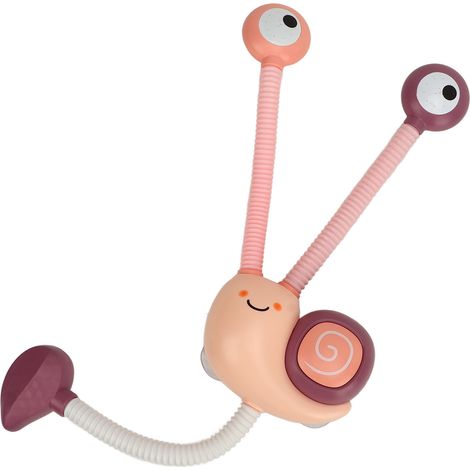 Douchette de baignoire pour bébé, double jet, en forme d'escargot, jouet de bain rose (1/5)