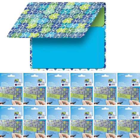 12x Etiketten-Block mit 80x Haftnotizen Blau/Grün (1/2)