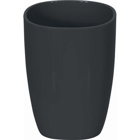 Gobelet à Dents Accessoires de Bain, polystyrène, 10 x 7,5 x 7,5 cm, Noir, 10 x 7.5 x 7.5 cm