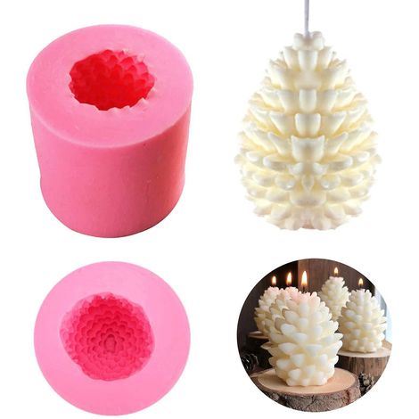 Moule en silicone 3D en forme de pomme de pin pour la fabrication de bougies et de savons, idéal pour la pâtisserie (fondant, etc.) - Mariage/Baby Shower (1/5)