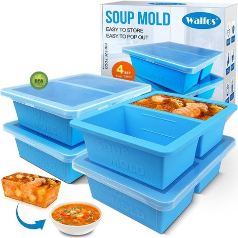 Gefriertablett Silikon 1 Tasse Deckel 4 Stück Eiswürfel-suppenform (1/5)