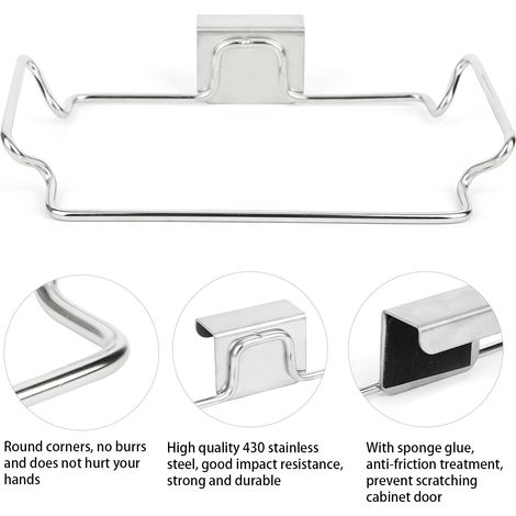 Türablage für den Innenbereich – Türablage aus Edelstahl 430 – 22,5 x 14 cm – 2,5 cm Haken – Tragkraft bis zu 3 kg (1/5)