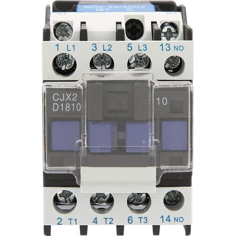Contacteur Electrique, CJX2-1810 220V CA 18A Bobine de Contact, Contacteur Din industriel, Bobine de Contacteur à Montage sur Rail pour pièces remplaçables d'amélioration de la maison (1/5)