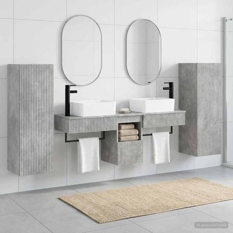 vidaXL Bathroom Furniture Set 5 pcs Concrete Grey 33 x 34.5 x 100 cm (1/5)