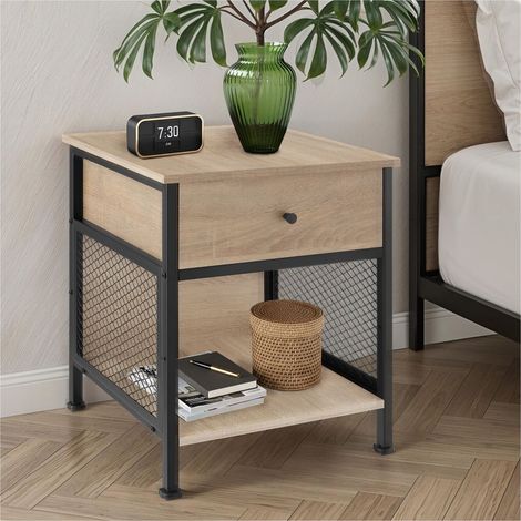 Table de chevet Style industriel 45 x 46 555 cm Bois clair
