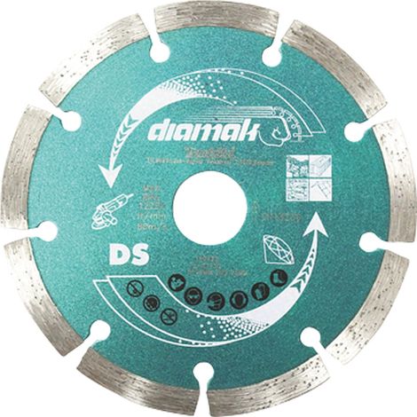 Makita Disco de diamante DIAMAK segmentado 230 x 22,23 mm - 10 unidades ( 10x D-61145 ) para mampostería, bloque, ladrillo, pizarra y piedra caliza
