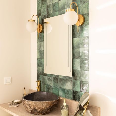 Wandleuchte Aussen Metall und Glas Rafha Gold
