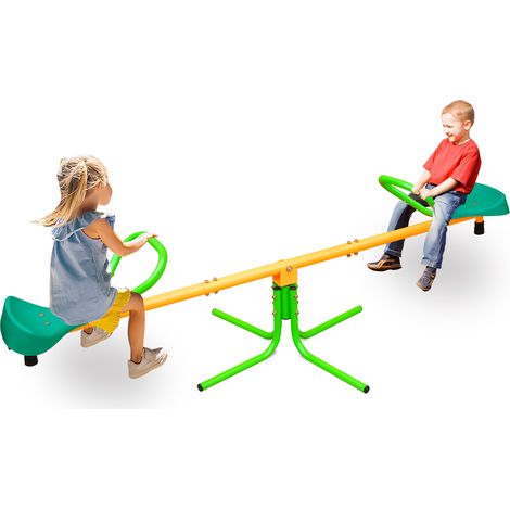 Balancín doble infantil 180,34 cm de hierro y plástico, verde y amarillo (1/5)