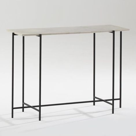 Console marbre blanc et pieds métal noir 109cm