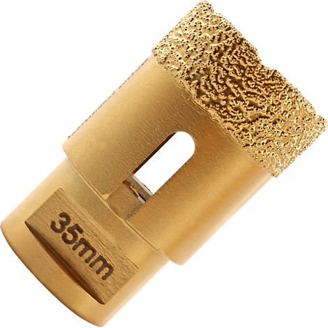 Foret diamanté pour carrelage avec filetage M14 - Pour porcelaine, carrelage, granit, marbre, perçage à sec - Diamètre : 35 mm - Hauteur du diamant : 15 mm (1/5)