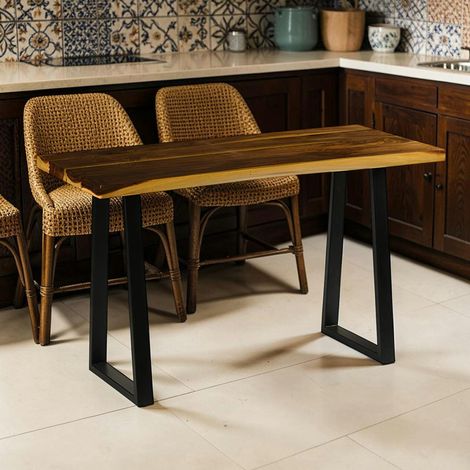 Table haute en bois de suar massif 140 cm NAUTA (1/4)