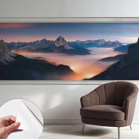 Selbstklebend Tapete modern - Wanddeko für Küche - Klebefolie Wand - luxus Look Aufgehende Sonne 250x104 cm (1/5)