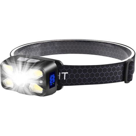 Lampe Frontale Led Ultra Puissante 2500LM, Lampe Frontale Rechargeable USB C avec Affichage de la Puissance, 7 Modes d'Eclairage, Angle Réglable à 45°, Mode de Détection, IPX5 Étanche, Camping/Urgence (1/5)