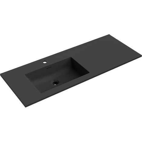 Mexen Otis lavabo empotrado en encimera izquierda 121 x 46,5 cm, negro mate - 25181271L (1/3)