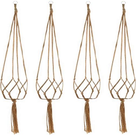 Hanging Basket - 90 Cm - Braided Rope Plant Hanger - Indoor Outdoor Garden Use - 4 Pack (1/5)