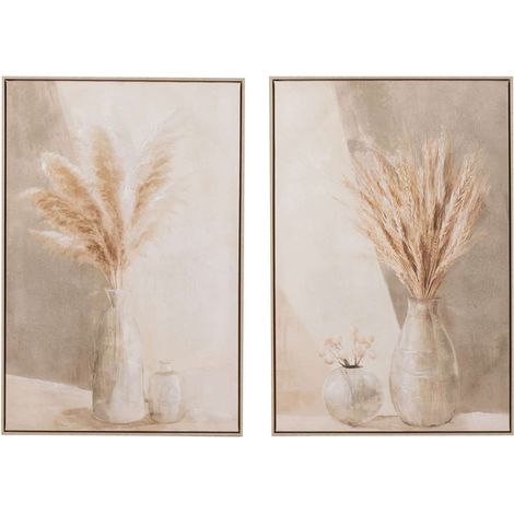 Lot de 2 tableaux Interlaken en Toile - Beige, greige, écru (1/4)