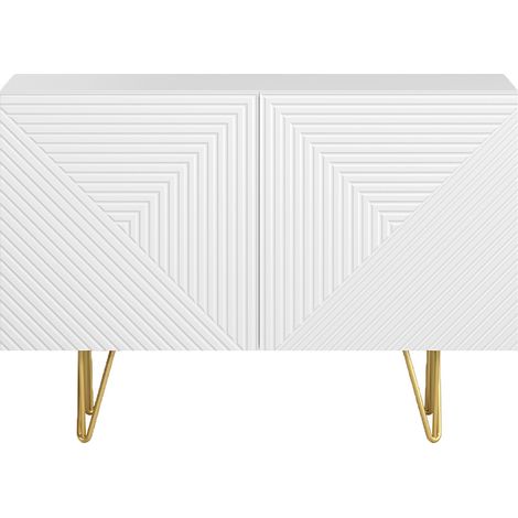 Aparador de diseño blanco y dorado con 2 puertas 107 cm OZEN (1/4)
