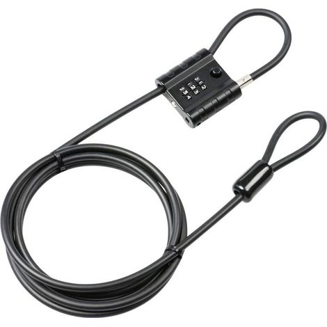 Diebstahlsicherungskabel mit Zahlenschloss, Diebstahlsicherungskabel für Fahrräder, Motorräder, E-Scooter, Gartenmöbel, 725 300 Snap+Lock, Schwarz, 3 m