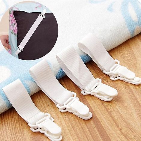 Set mit 8 elastischen Bändern für Spannbettlaken mit rutschfesten Clips für Matratzenbezüge (1/5)