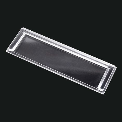 Wiltec Cubierta de repuesto para placa identificación de buzón, transparente, tamaño perforaciones 89,4 x 24,5 mm (1/3)