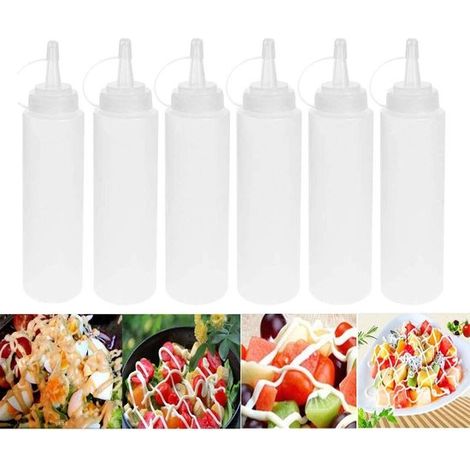 E Ambar Set mit 6 Quetschflaschen mit Verschluss für Gewürze 230 ml Gewürzgläser Küchenaufbewahrung (1/5)