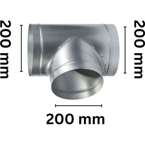 T Stück 200 mm Metall Lüftungsverbinder Rohrverbinder Lüftungssystem (1/5)
