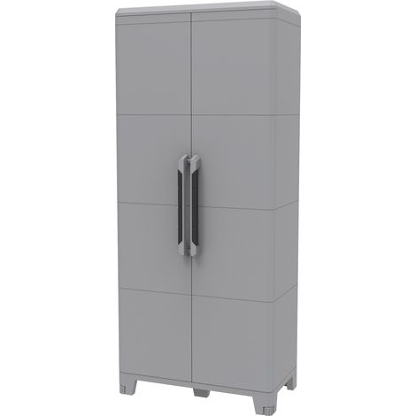 Armadio Portascope Modulare da Esterno 78x43,6x184,4 cm 2 Ante 3 Ripiani in Polipropilene Transforming Grigio e Nero (1/5)