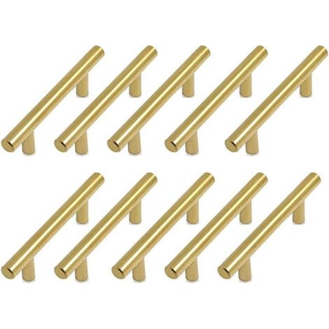 10 Tiradores para Muebles, Tiradores Dorados para Armarios de Cocina, Tiradores de Latón de 128 mm para Puertas y Cajones de Cocina (1/5)
