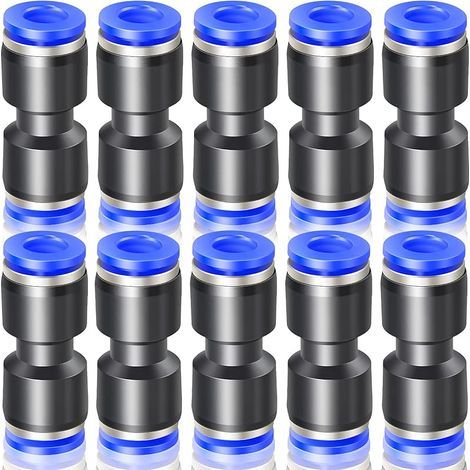 10 Pcs Bleu 8mm OD Droit Push To Connect Pneumatique Raccords (PU-8) (1/5)