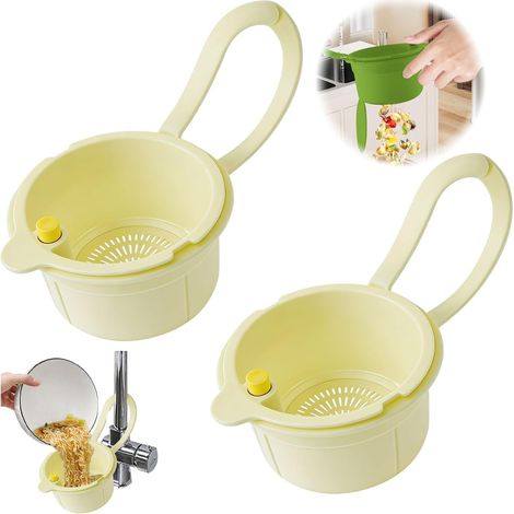 2 Pièce Passoire Evier, Tamis Amovible pour Lavabo Convient Nettoyage et Rangement Cuisine (Blanc) Blanc - (1/5)
