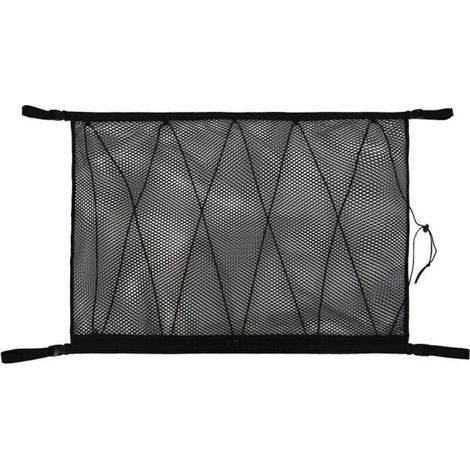 Filet de Rangement pour Voiture, Universel Sac pour Toit de Voiture avec Fermeture Éclair,Organisateur Bagage Rangement Filet pour Voiture SUV Plafond (Filet Cordon Serrage)noir,9065cm,de