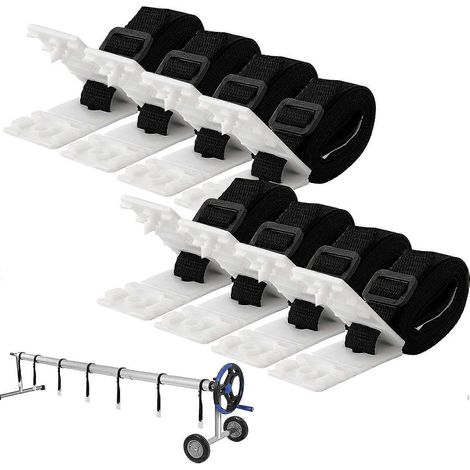 Set De 8 Kit De Fixation pour Bche Solaire De Piscine, Sangles De Maintien Et Clips De Fixation, Sangles Adhsives Nylon Plaques De Fixation Boucles po