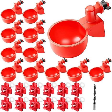 12 abreuvoirs et 12 tétines pour poulets avec foret, remplissage automatique pour boissons avicoles (1/5)
