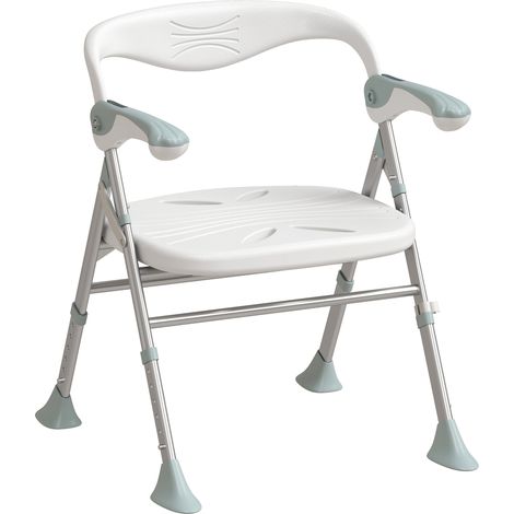 HOMCOM Sedia Doccia Pieghevole, Braccioli Ribaltabili e Schienale, 136 kg (1/5)