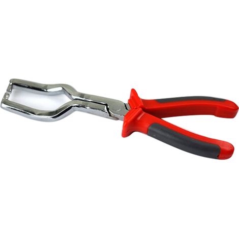 Pince pour durite de carburant en acier, poignée caoutchouc confortable, outil de déconnexion rapide de filtre à essence pour automobile, manche rouge et noir (1/5)