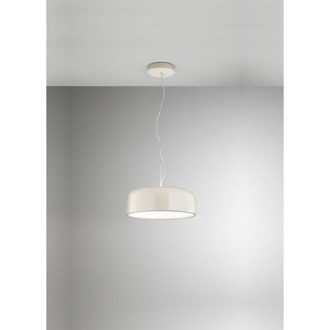 Suspension En Métal Blanc Crème Brillant Avec Led Cct Dimmable, Diamètre 48,5 Cm, Hauteur Réglable Jusqu'À 318 Cm - Design Moderne Par Perenz (1/3)