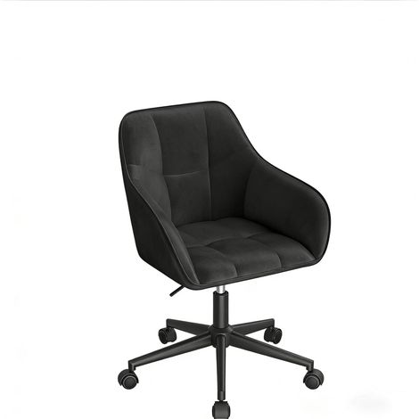 Sedia da ufficio girevole in velluto nero con altezza regolabile e base in metallo MODENUIT (1/5)