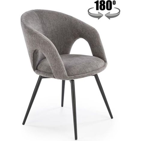 Chaise pivotante design grise en tissu Melaine (1/5)