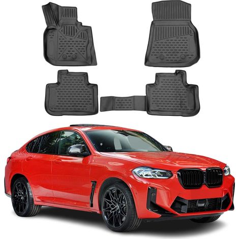 OMAC 3D Tapis de Sol pour BMW X4 G02 2018-2024 sur Mesure en Caoutchouc Noir (1/5)