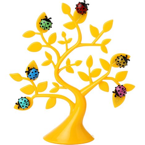 Aimant frigo forme arbre 3D autocollant protection poignée porte anti-choc déco maison en plastique 16,5x6,2cm jaune (1/2)