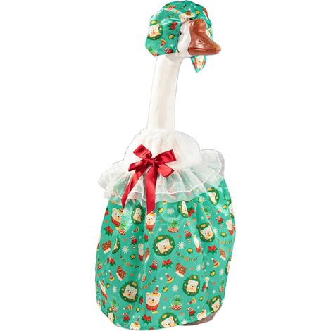 Tenue d'oie de Noël, jupe rouge et verte avec chapeau pour statue d'oie de 58 cm, costume d'oie pour le jardin, la cour, la terrasse, la pelouse (1/5)
