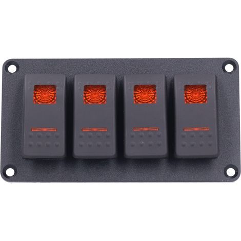 Panneau de commande à bascule à 4 positions avec rétroéclairage LED, protection contre la surchauffe à 5 broches, adapté aux applications automobiles, marines et nautiques 12V/24V, voyant orange. (1/5)