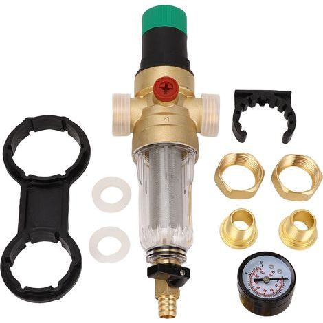 Wasserdruckregler mit Rückspülfilter und Zähler, wiederverwendbares Messing-Reduzierventil 1/2 Zoll DN15 (1/5)