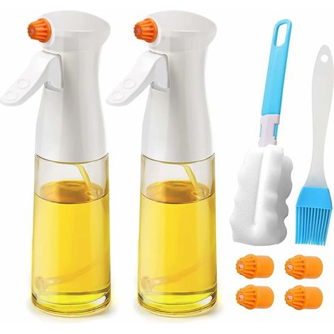 EASYCOMFORT Spray Huile Cuisine 200 ml, 2pcs Vaporisateur d'huile et de Vinaigre avec Brosse, Vaporisateur d'Huile Jus de pour Barbecue Cuisine Cuisson BBQ Salade Blanc (1/5)